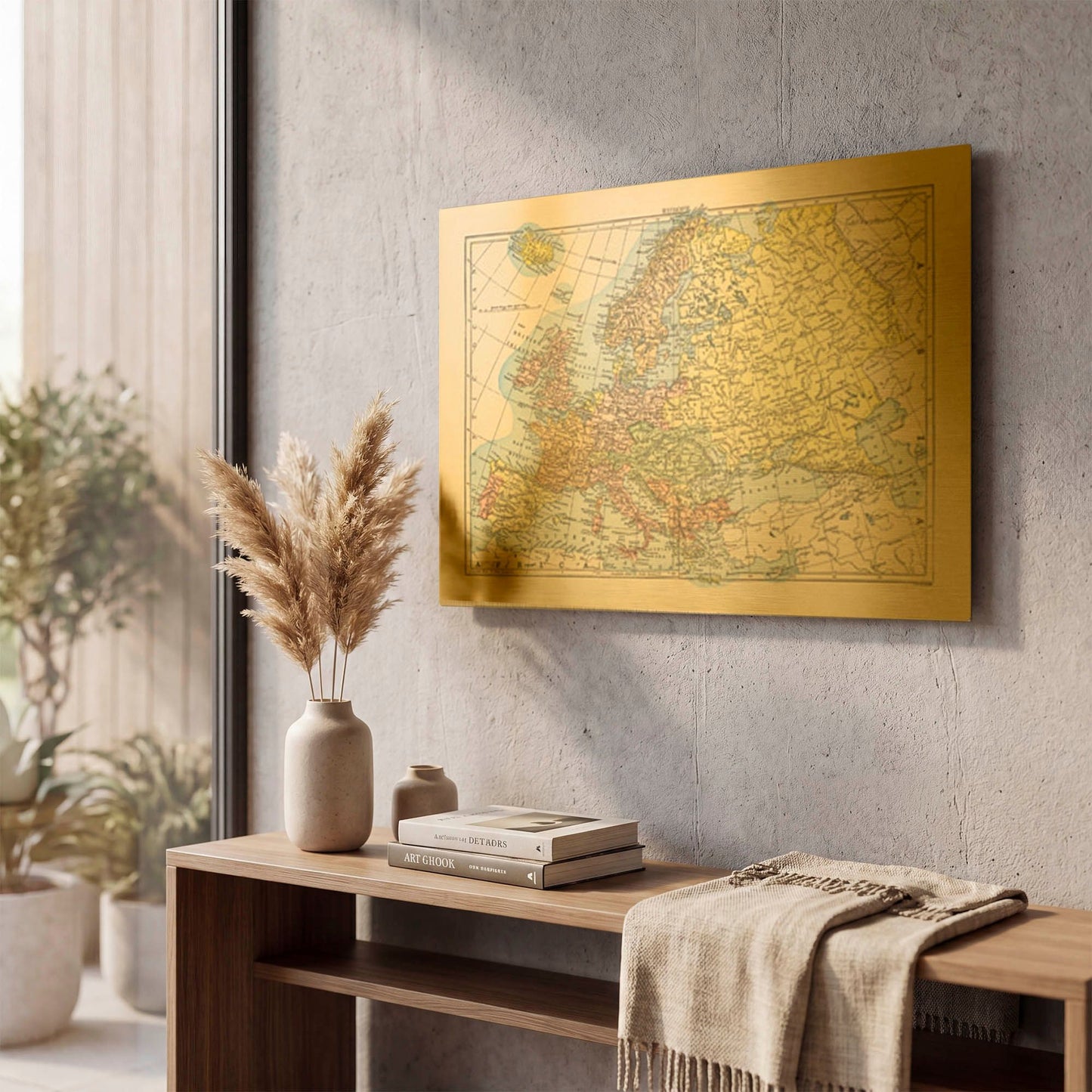 'Map of Europe' By Wild Apple Portfolio Gold Metal Wall Art