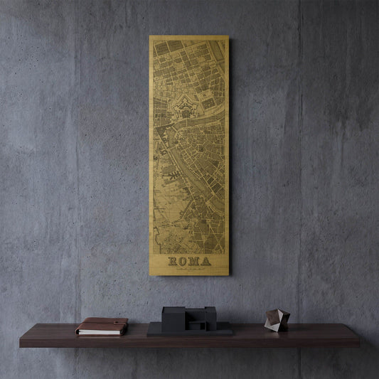 'Roma Map Panel Wood' By Wild Apple Portfolio Gold Metal Wall Art