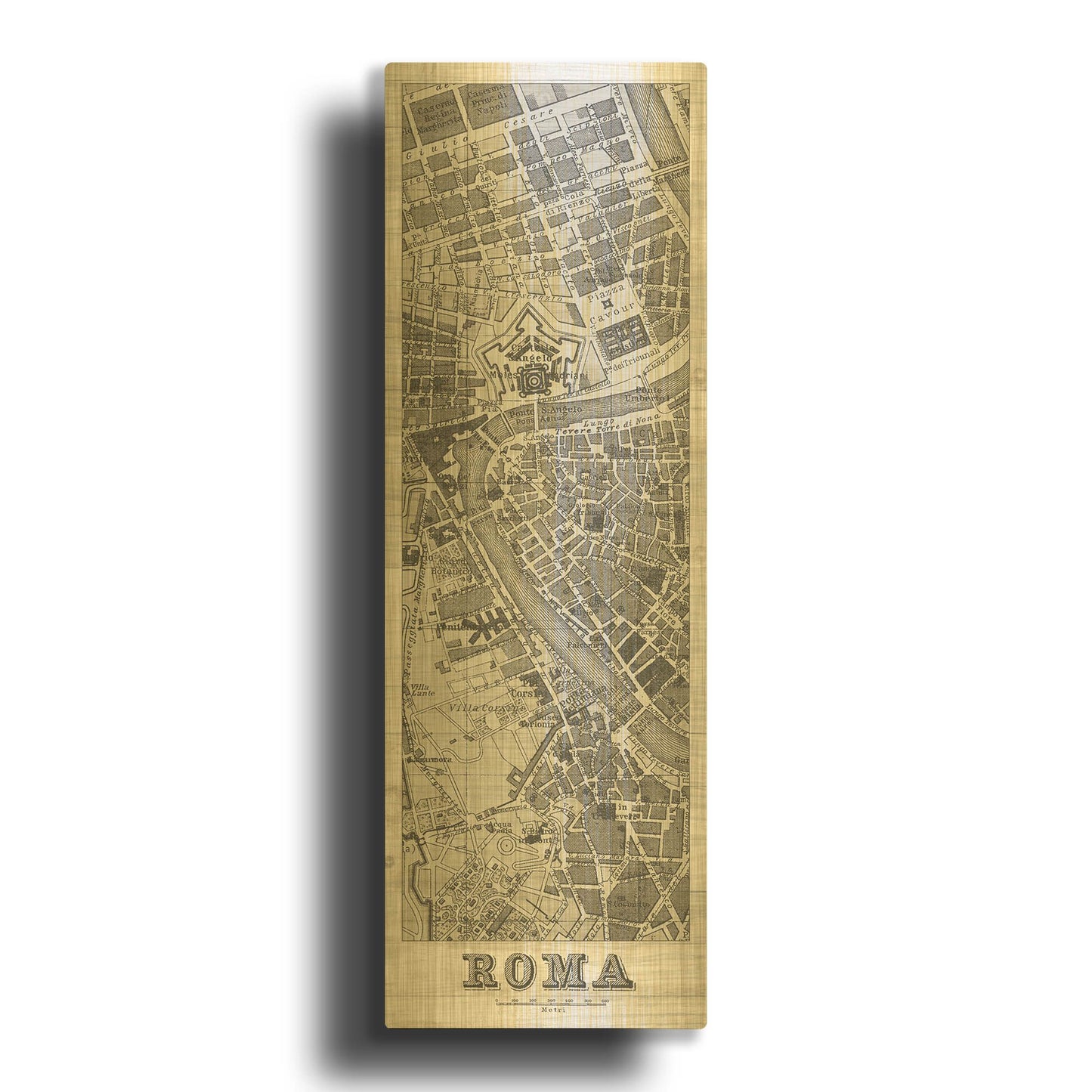 'Roma Map Panel Wood' By Wild Apple Portfolio Gold Metal Wall Art