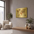 'Pattern World Map Geo Background' By Laura Marshall Gold Metal Wall Art