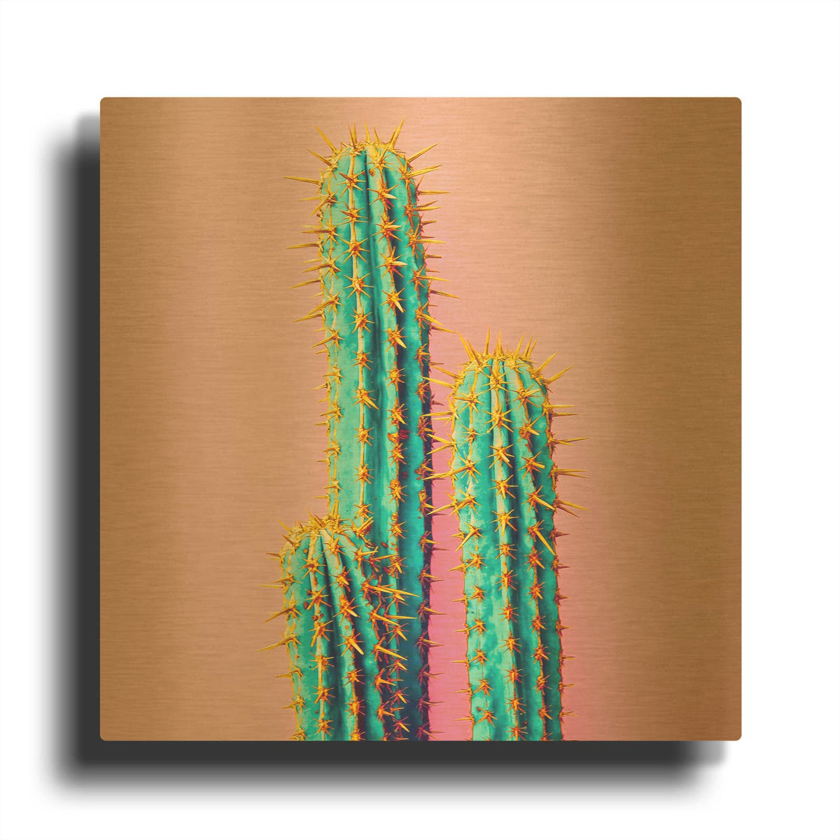 'Bubble Gum Cactus' By Luxe Gold Metal Wall Art