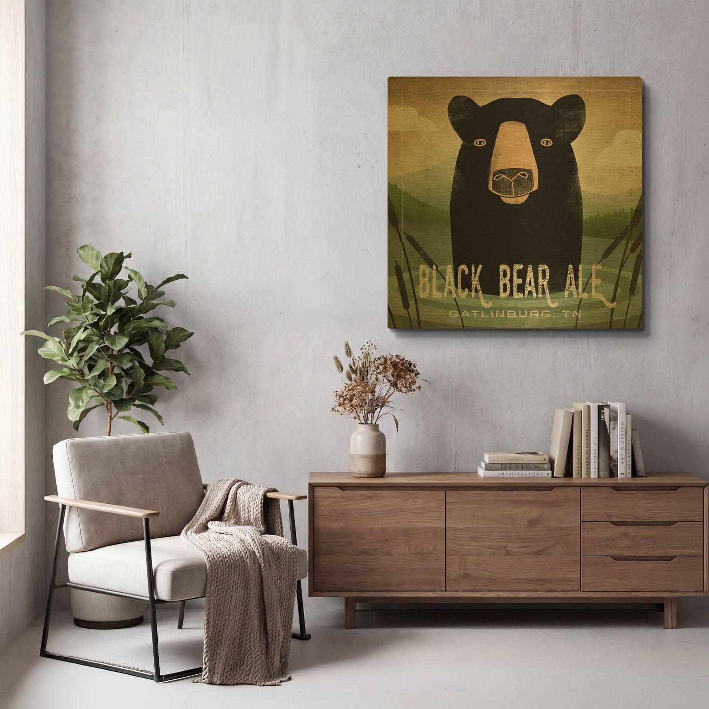 'Skinny Dip Black Bear Ale' By Ryan Fowler Gold Metal Wall Art