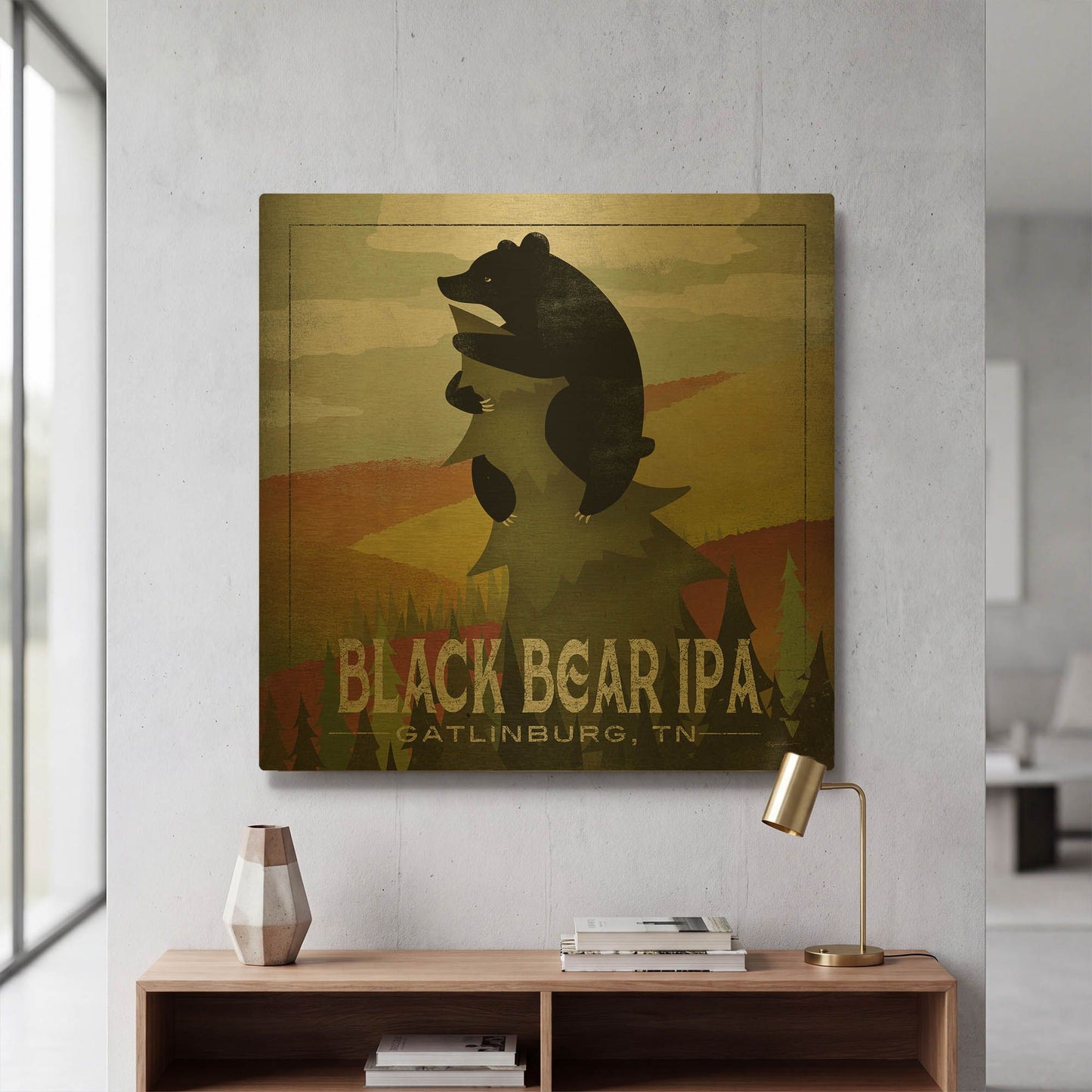 'Leaf Peeper Black Bear IPA' By Ryan Fowler Gold Metal Wall Art