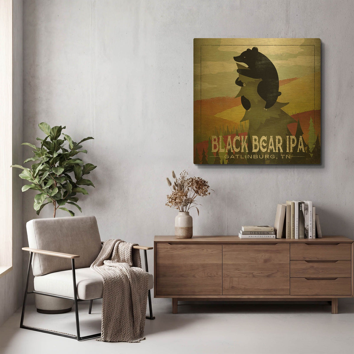 'Leaf Peeper Black Bear IPA' By Ryan Fowler Gold Metal Wall Art