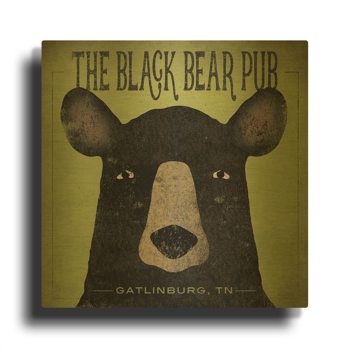 'The Black Bear Pub' By Ryan Fowler Gold Metal Wall Art
