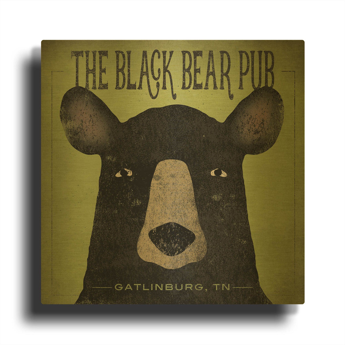 'The Black Bear Pub' By Ryan Fowler Gold Metal Wall Art