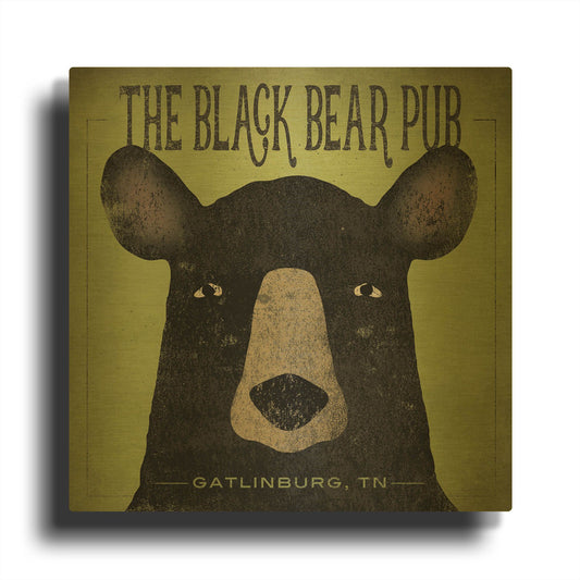 'The Black Bear Pub' By Ryan Fowler Gold Metal Wall Art