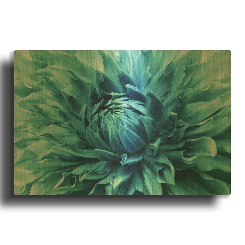 'Turquoise Dahlia' By Luxe Gold Metal Wall Art