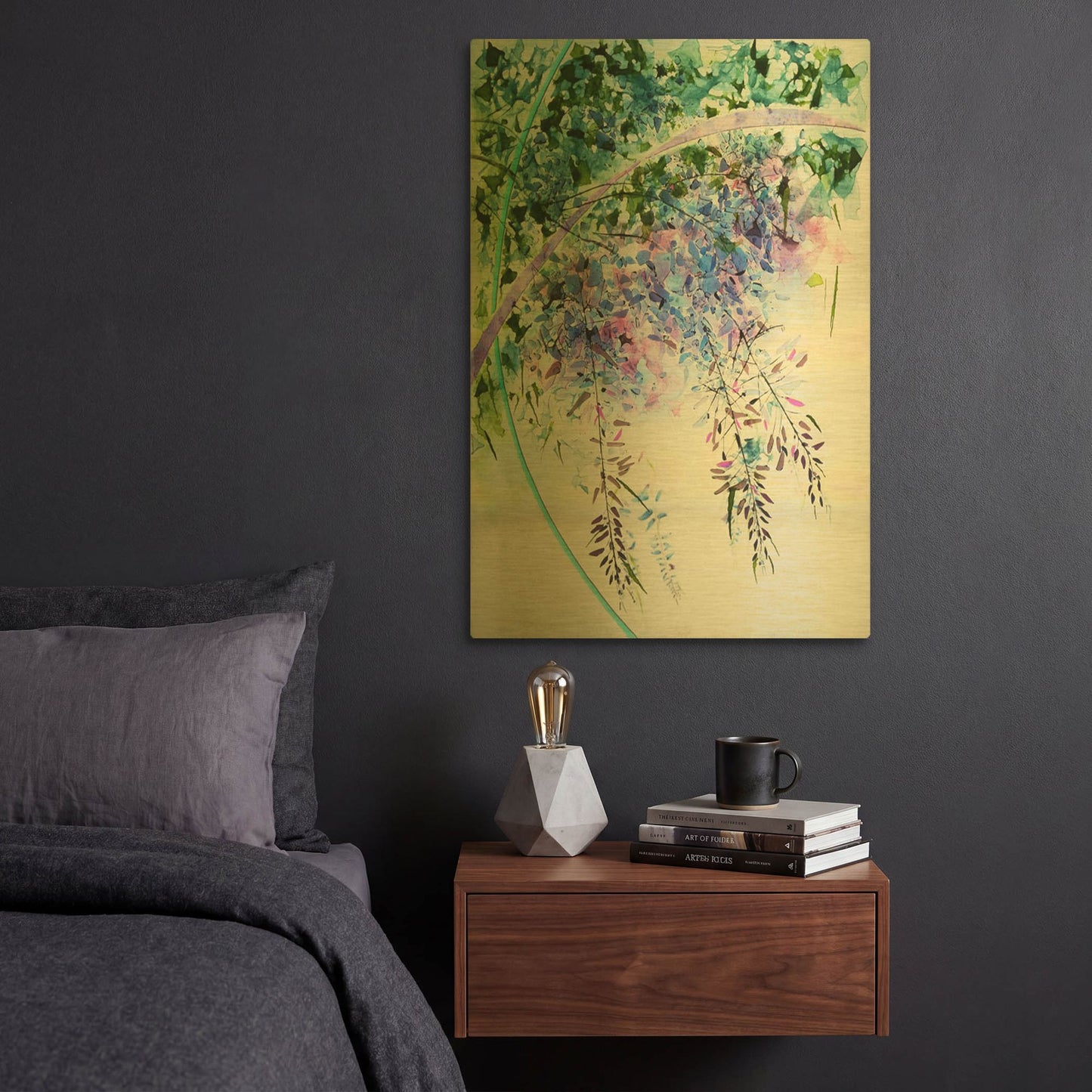 'Wisteria' By Rita Shimelfarb Gold Metal Wall Art