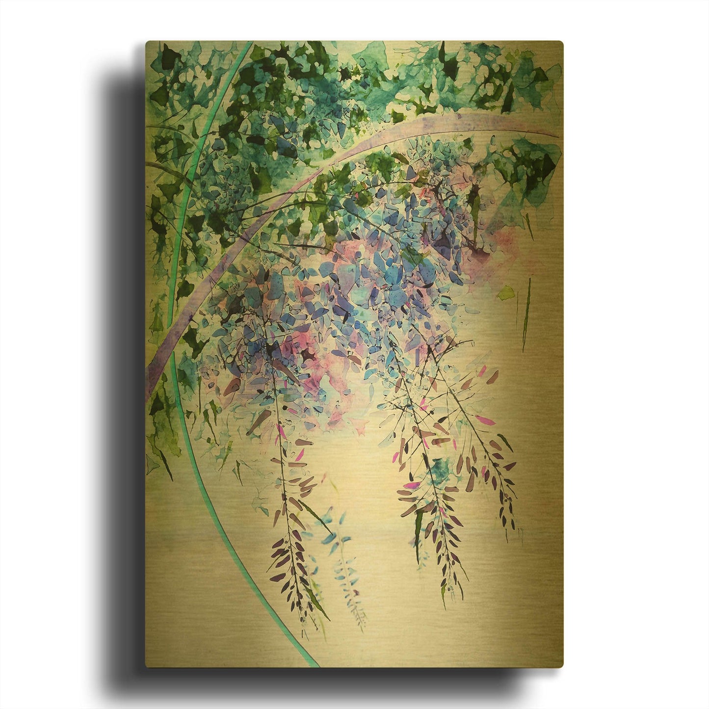 'Wisteria' By Rita Shimelfarb Gold Metal Wall Art