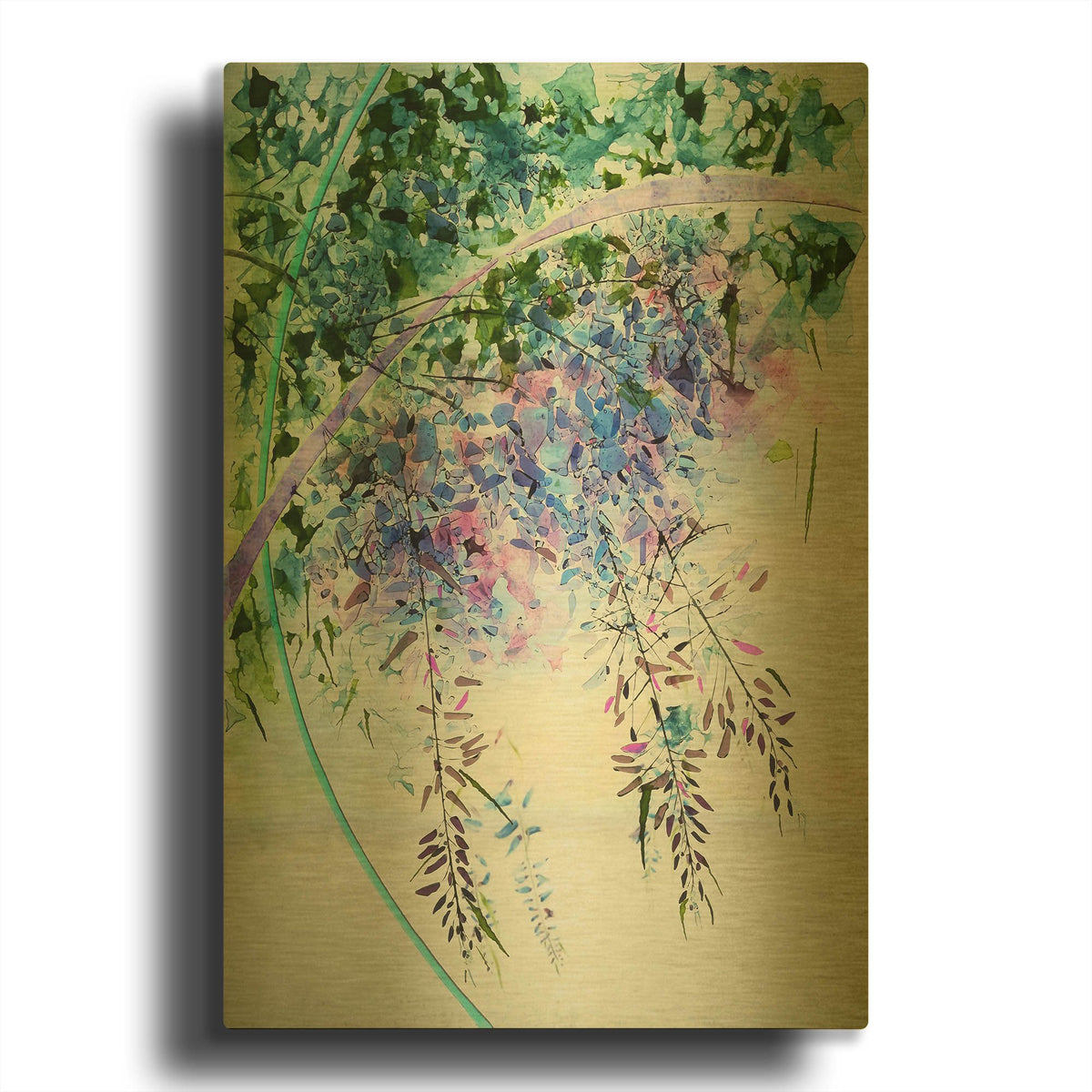 'Wisteria' By Rita Shimelfarb Gold Metal Wall Art