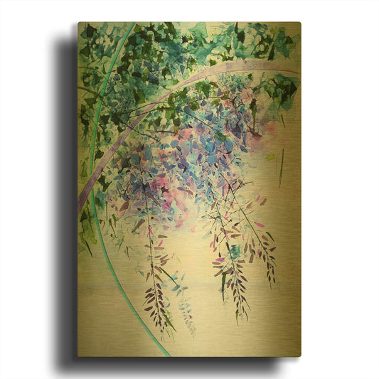 'Wisteria' By Rita Shimelfarb Gold Metal Wall Art