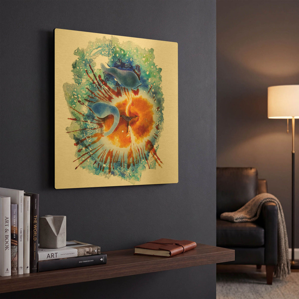 'Urticina Felinal' By Rita Shimelfarb Gold Metal Wall Art