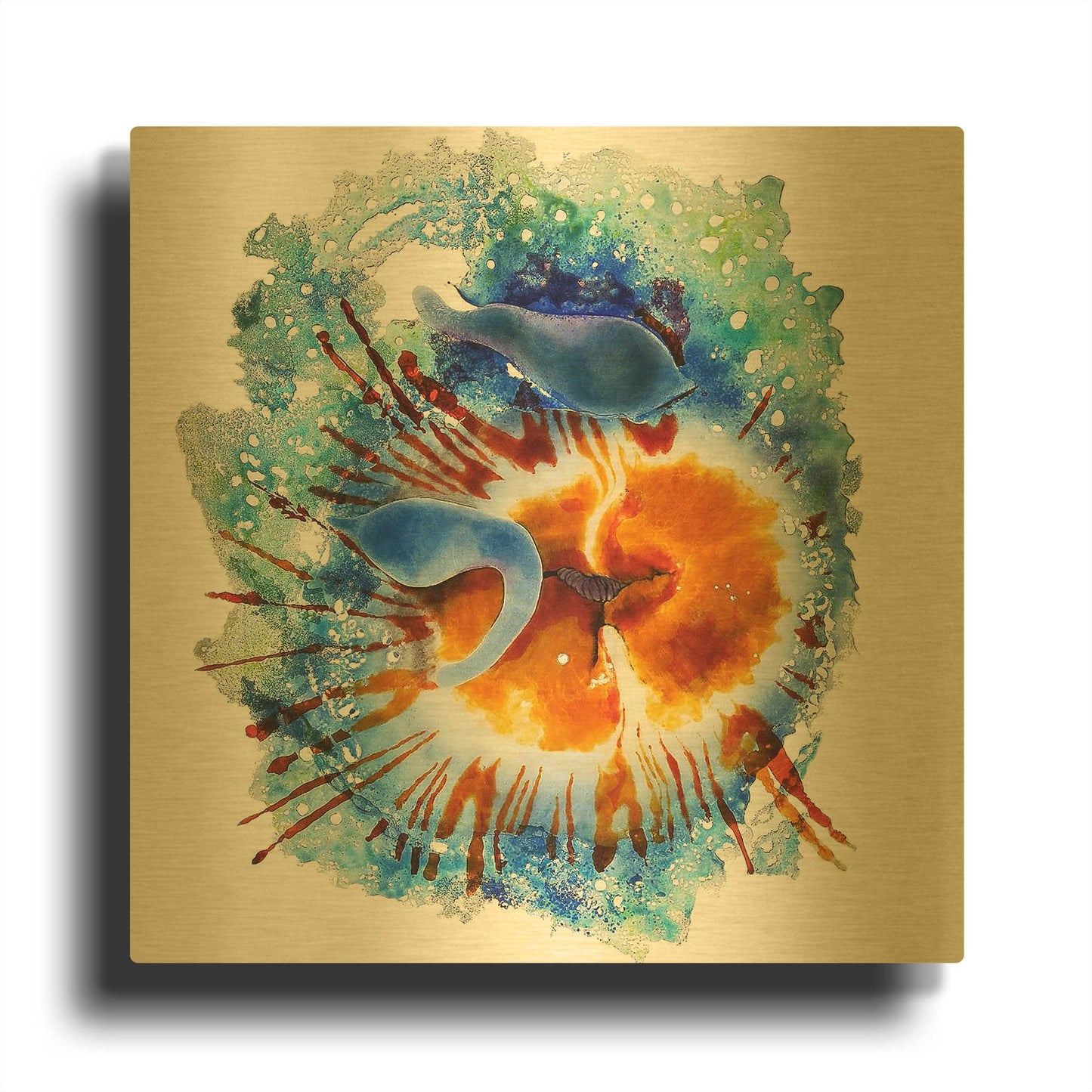 'Urticina Felinal' By Rita Shimelfarb Gold Metal Wall Art