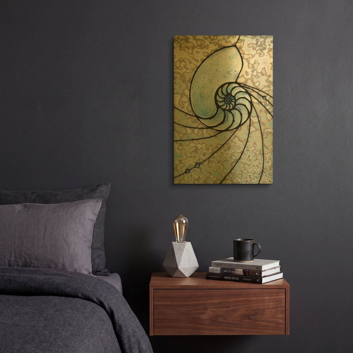 'Shell' By Rita Shimelfarb Gold Metal Wall Art