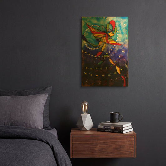 'Kite Reflected' By Rita Shimelfarb Gold Metal Wall Art