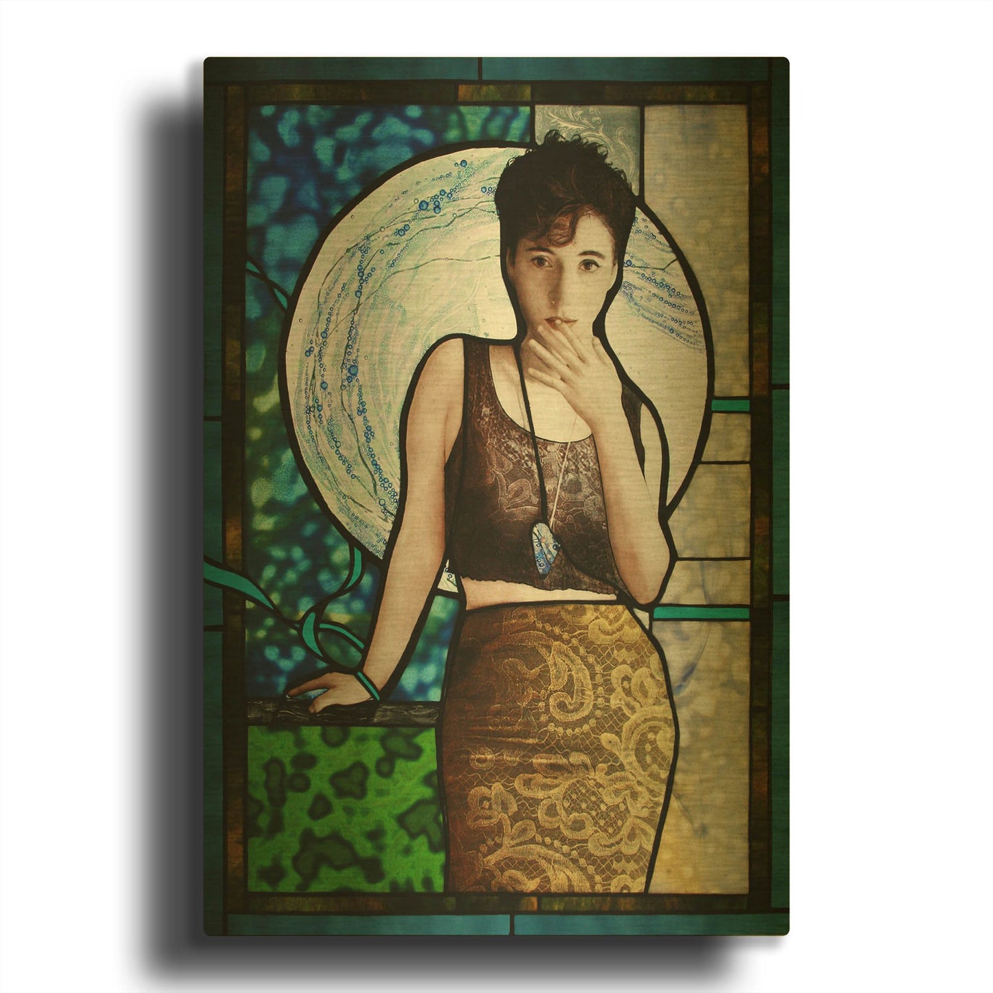 'Blueheart' By Rita Shimelfarb Gold Metal Wall Art