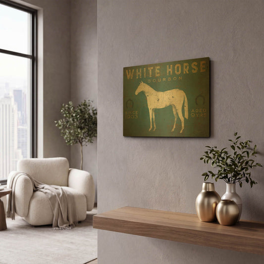 'White Horse No Kentucky' By Ryan Fowler Gold Metal Wall Art