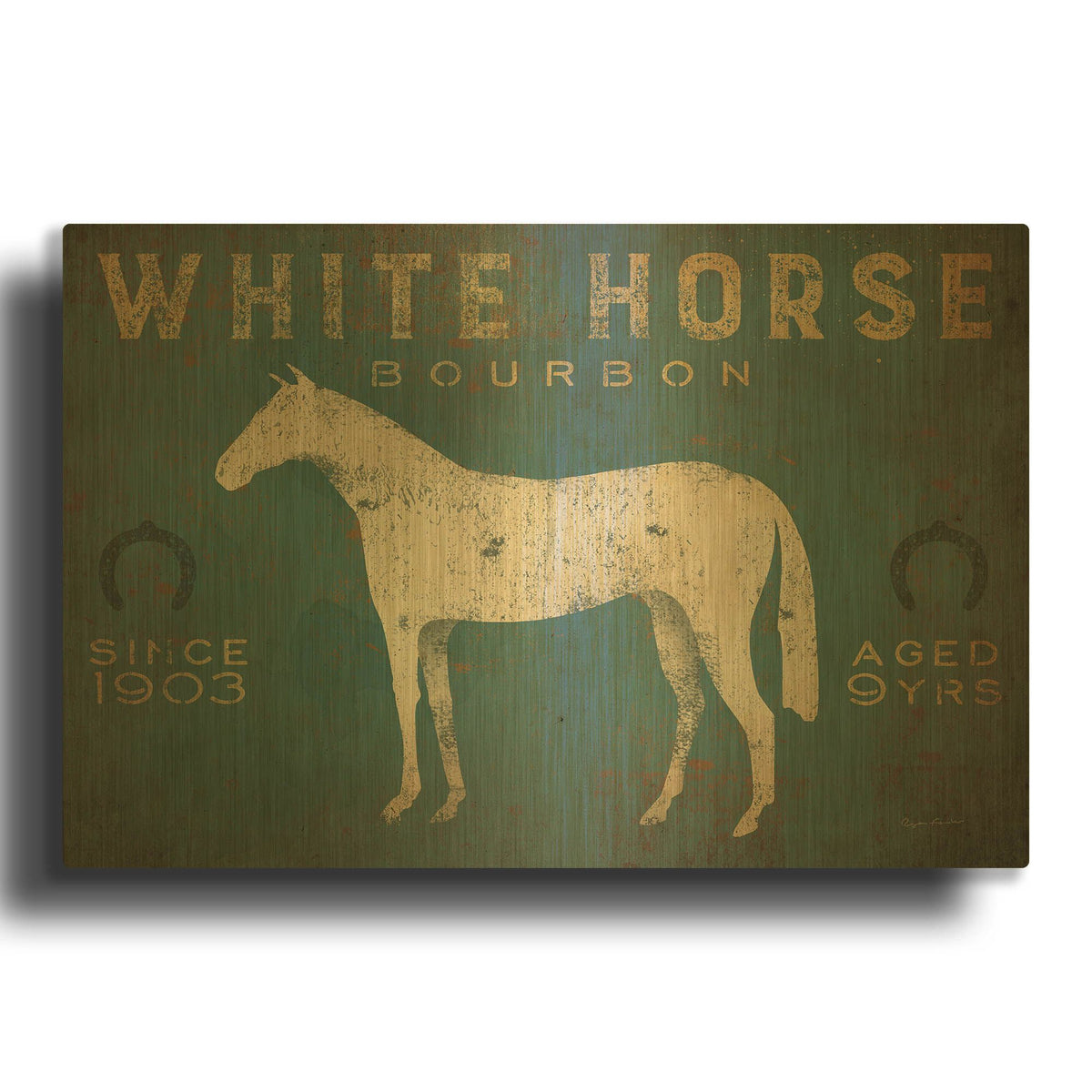 'White Horse No Kentucky' By Ryan Fowler Gold Metal Wall Art