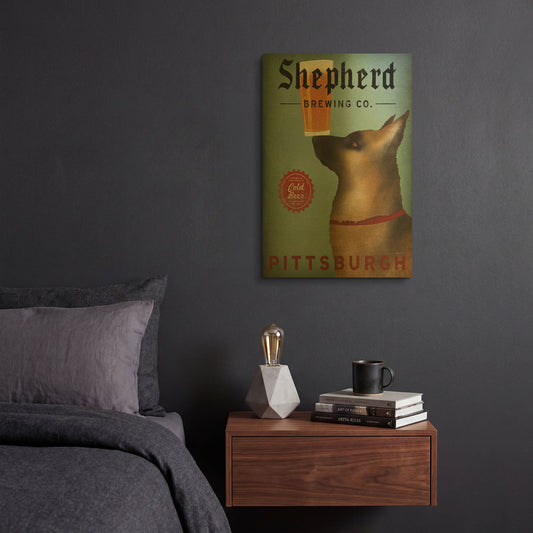 'Shepherd Brewing Co Pittsburgh' By Ryan Fowler Gold Metal Wall Art