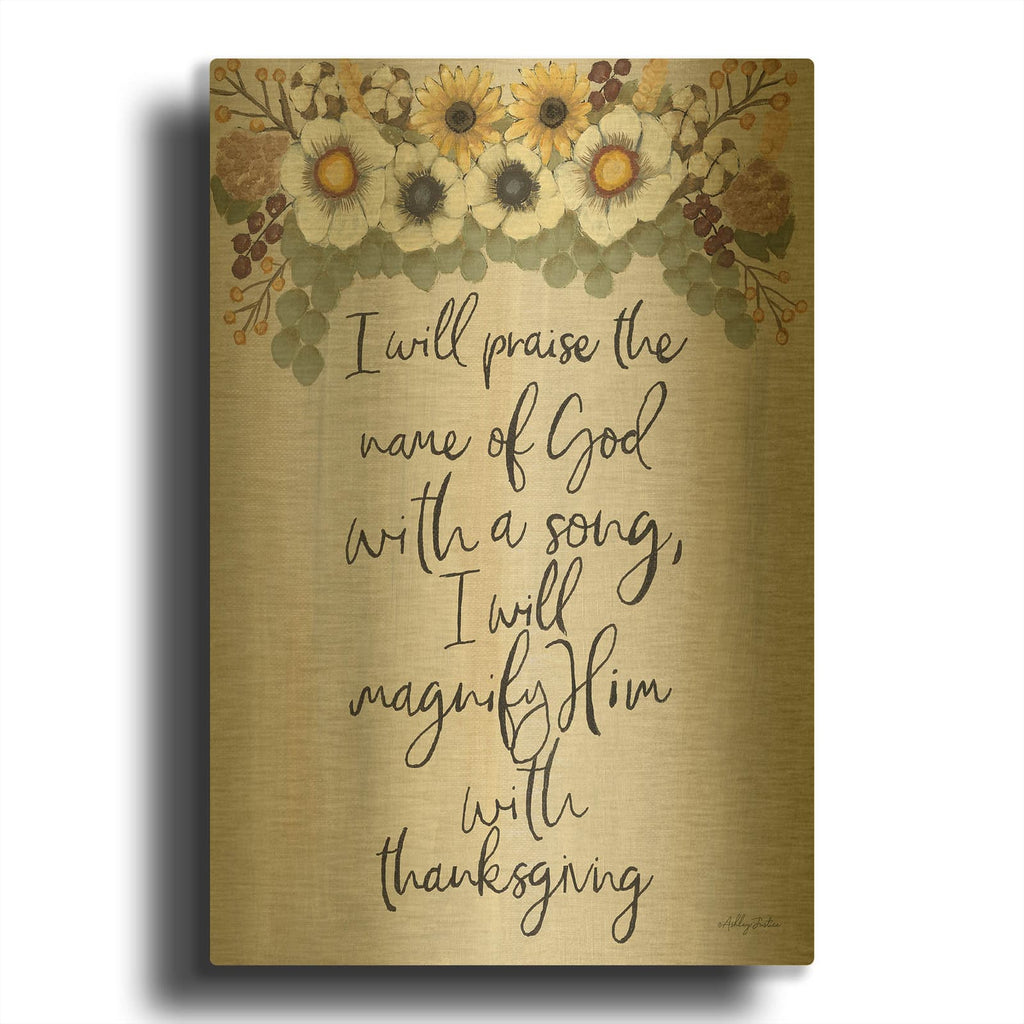 'I Will Praise the Name of God' By Ashley Justice Gold Metal Wall Art