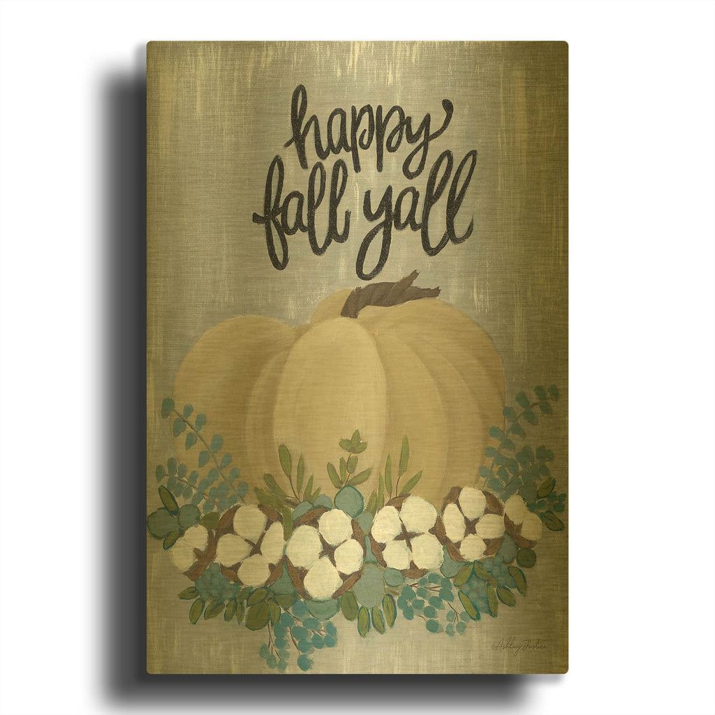 'Happy Fall Y' By Ashley Justice Gold Metal Wall Art