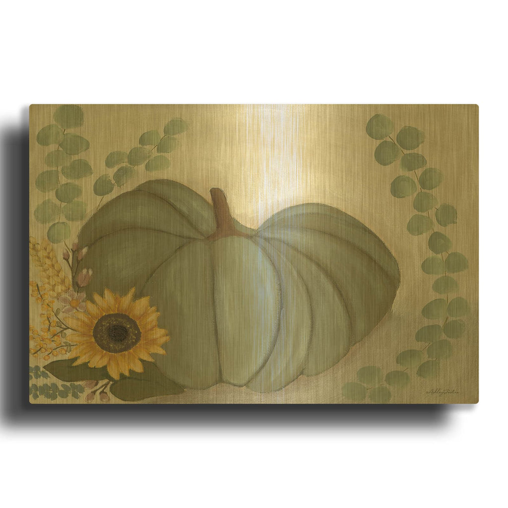 'Green Pumpkin' By Ashley Justice Gold Metal Wall Art