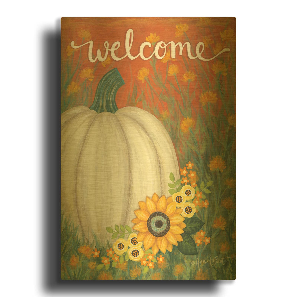 'Pumpkin Patch' By Annie LaPoint Gold Metal Wall Art