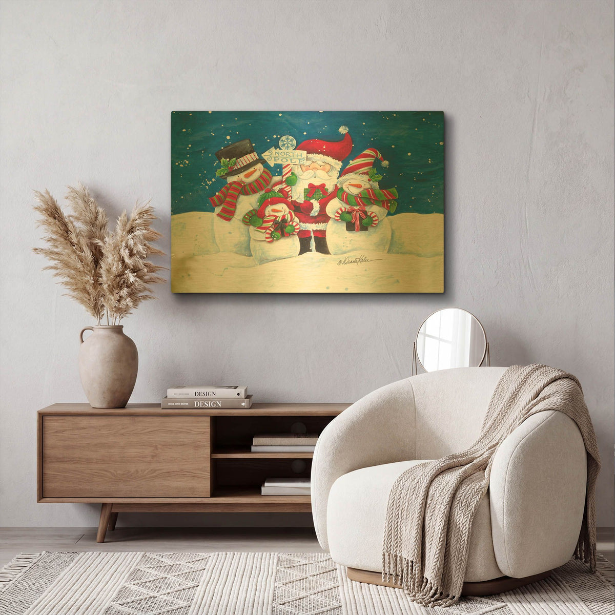'North Pole Friends' By Diane Kater Gold Metal Wall Art