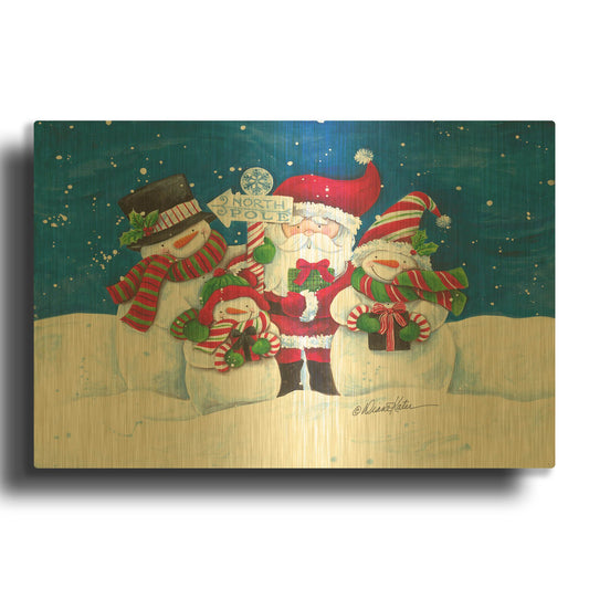'North Pole Friends' By Diane Kater Gold Metal Wall Art