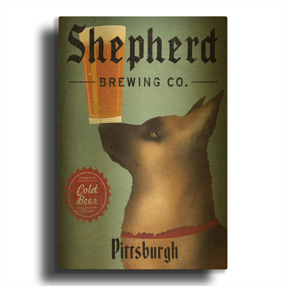 'German Shepherd Brewing Co Pittsburgh Black' By Ryan Fowler Gold Metal Wall Art