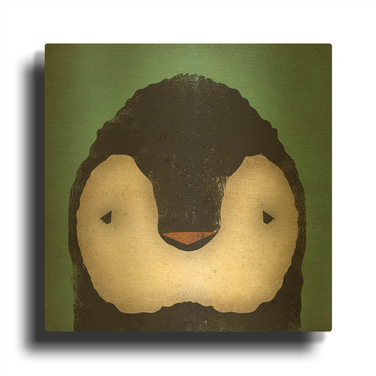 'Baby Penguin' By Ryan Fowler Gold Metal Wall Art