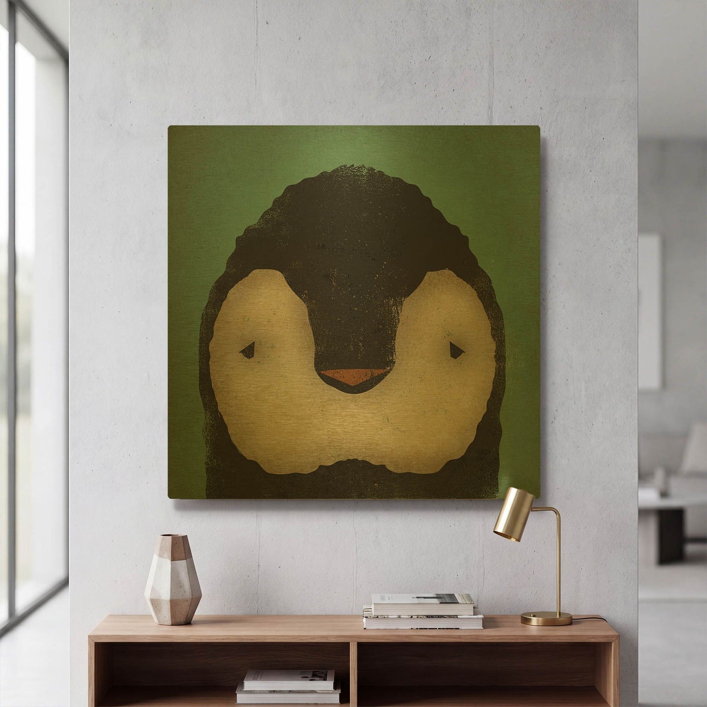 'Baby Penguin' By Ryan Fowler Gold Metal Wall Art