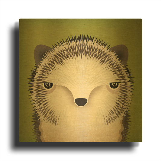 'Baby Hedgehog' By Ryan Fowler Gold Metal Wall Art