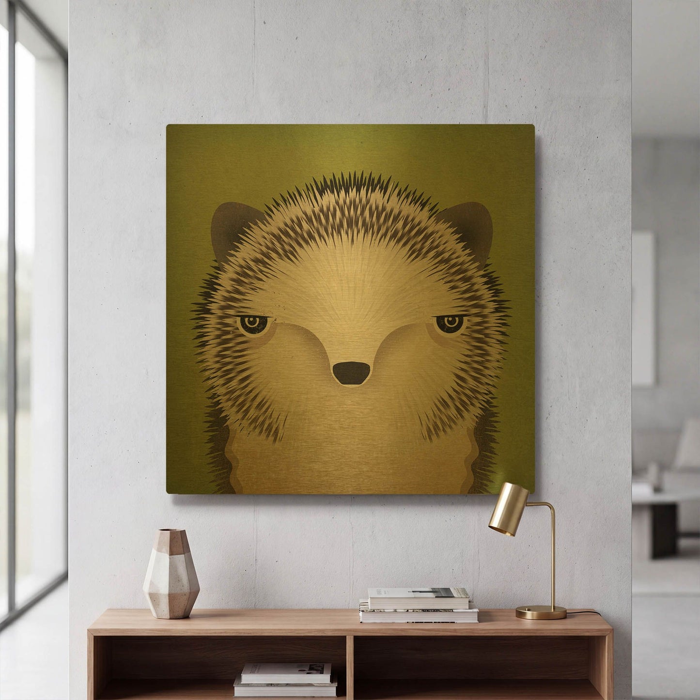 'Baby Hedgehog' By Ryan Fowler Gold Metal Wall Art