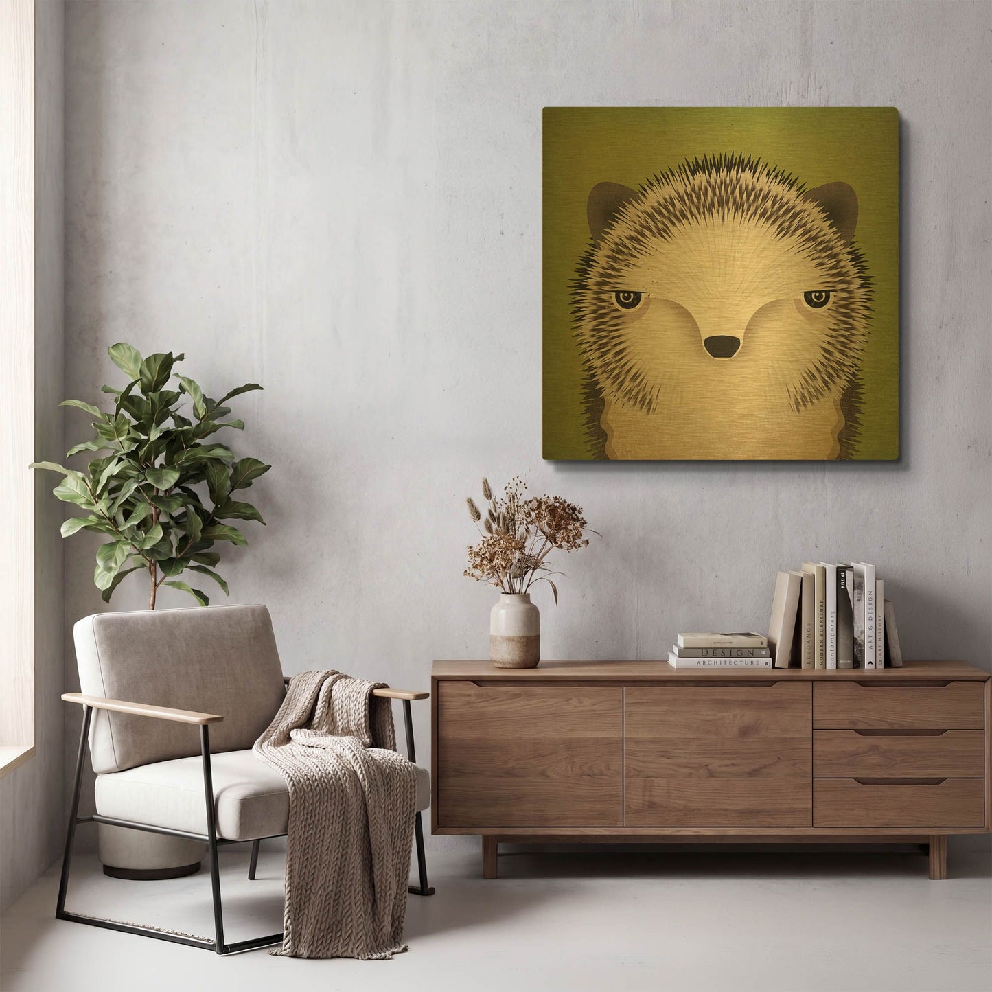 'Baby Hedgehog' By Ryan Fowler Gold Metal Wall Art