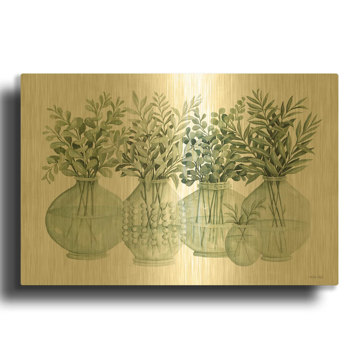 'Simply Sage II' By Cindy Jacobs Gold Metal Wall Art