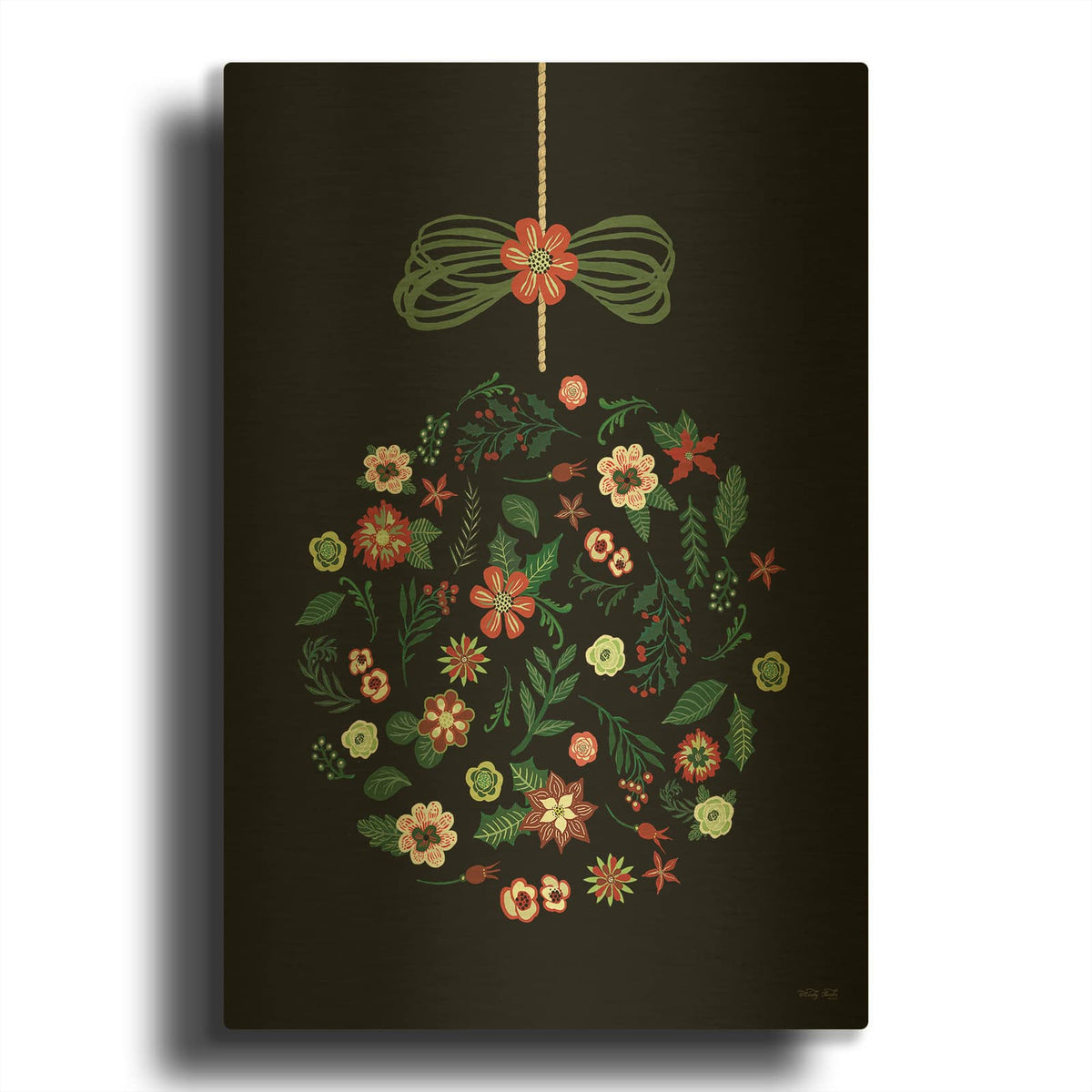 'Christmas Ornament I' By Cindy Jacobs Gold Metal Wall Art