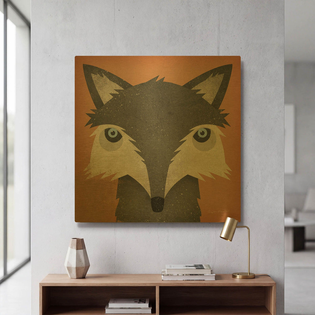 'Timber Wolf' By Ryan Fowler Gold Metal Wall Art
