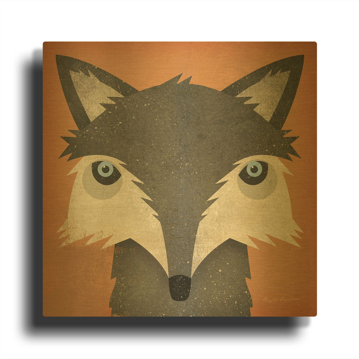'Timber Wolf' By Ryan Fowler Gold Metal Wall Art