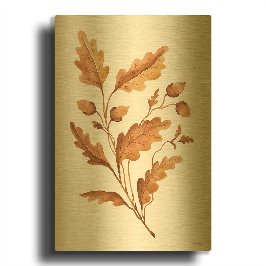 'Fall Leaf Stem I' By Cindy Jacobs Gold Metal Wall Art