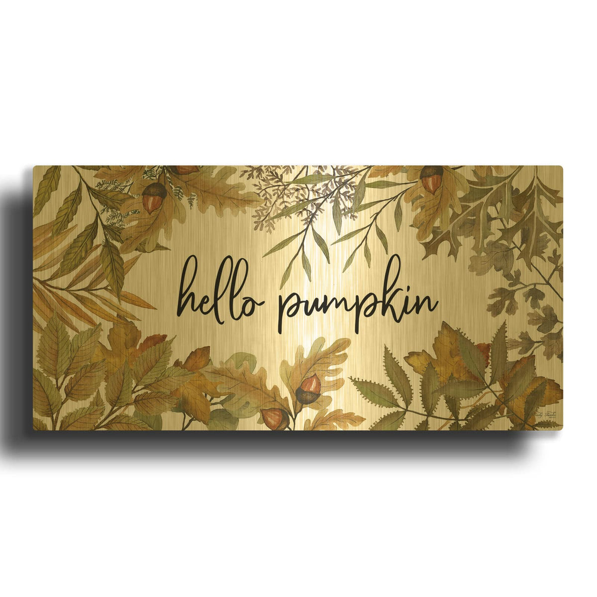 'Hello Pumpkin' By Cindy Jacobs Gold Metal Wall Art