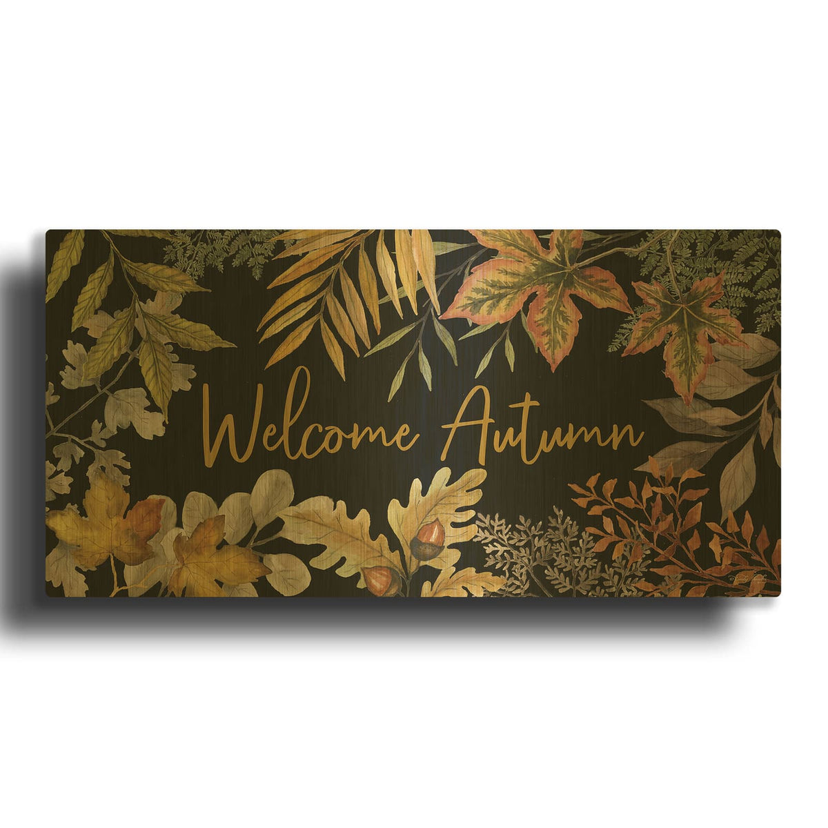'Welcome Autumn' By Cindy Jacobs Gold Metal Wall Art