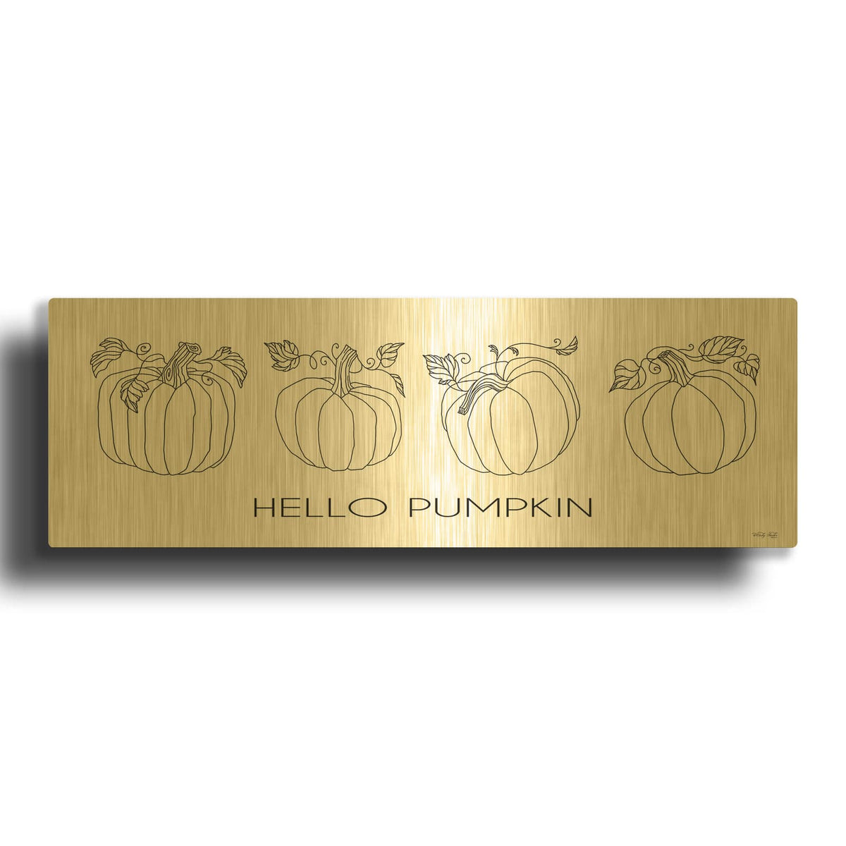 'Hello Pumpkin Simple' By Cindy Jacobs Gold Metal Wall Art
