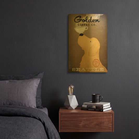 'Golden Coffee Co' By Ryan Fowler Gold Metal Wall Art