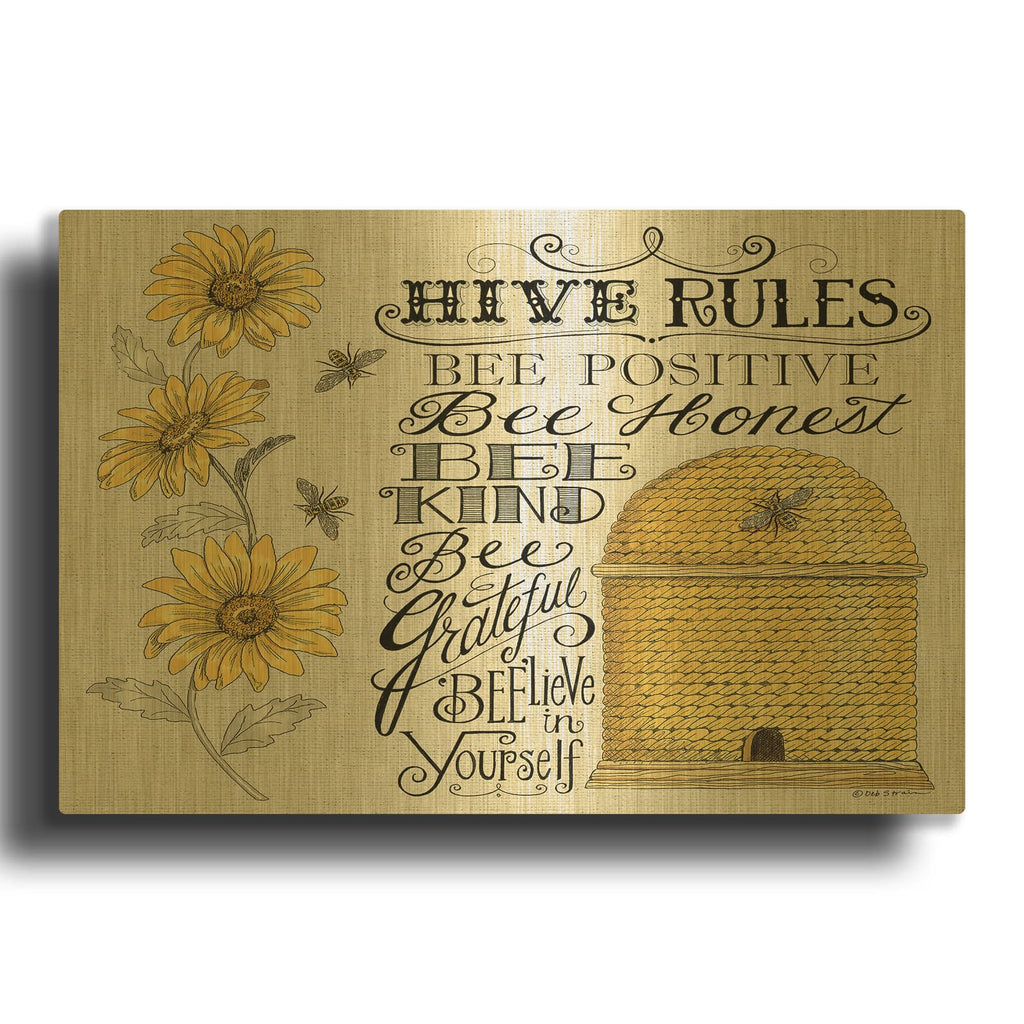 'Hive Rules 2' By Deb Strain Gold Metal Wall Art