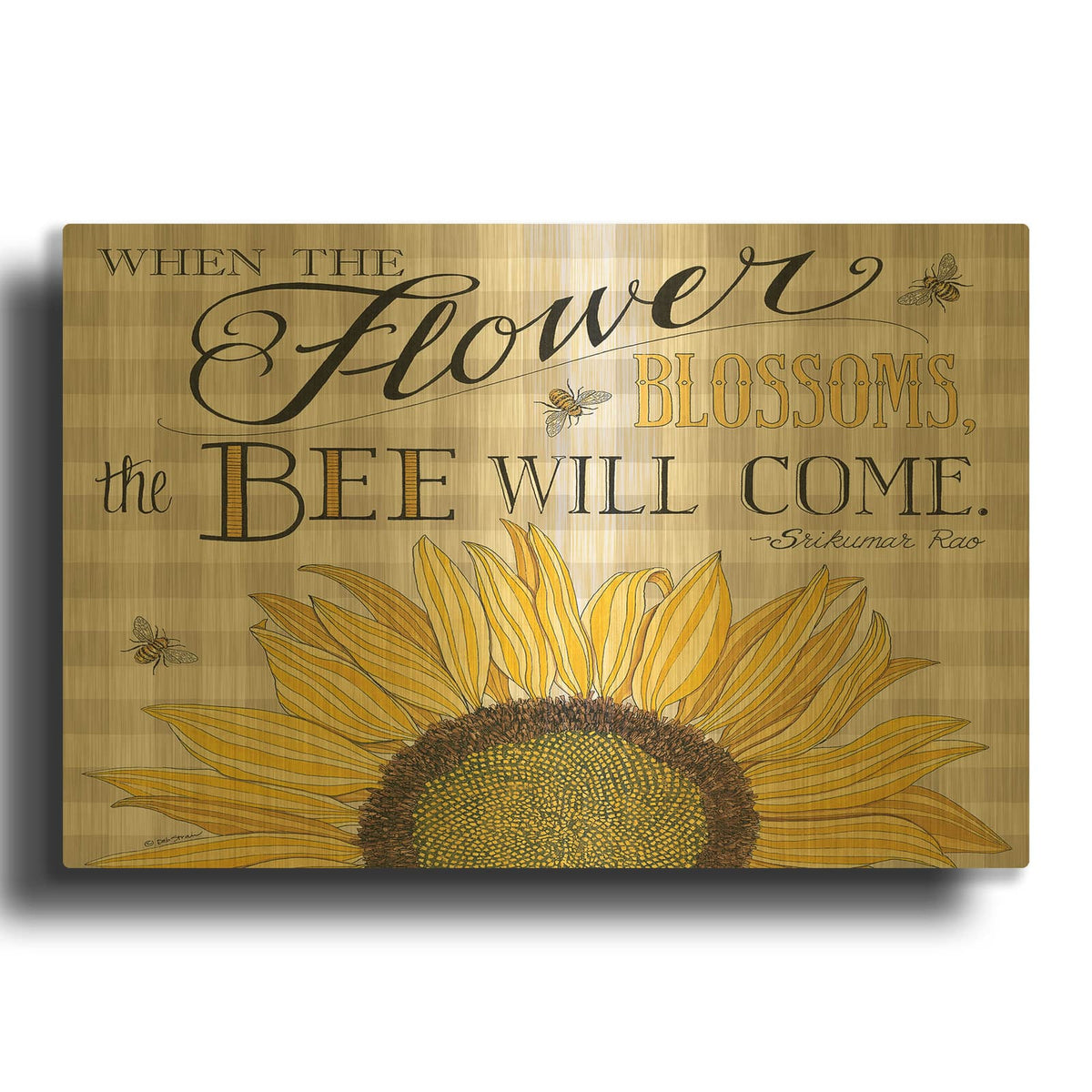'When the Flower Blossoms' By Deb Strain Gold Metal Wall Art