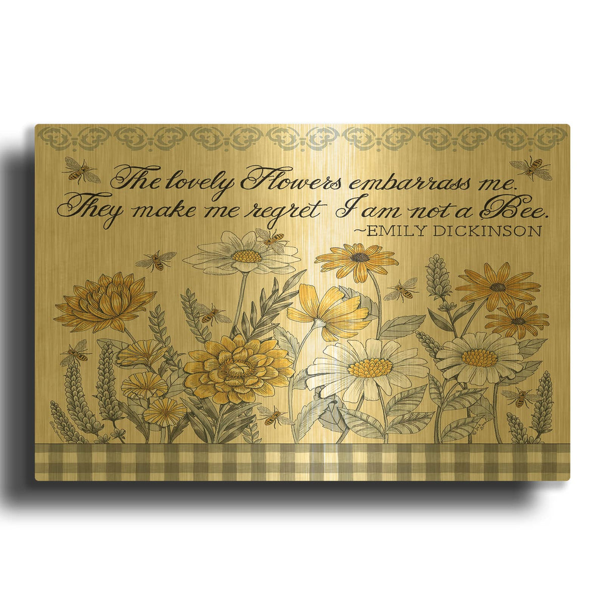 'Make Me Regret I am Not a Bee' By Deb Strain Gold Metal Wall Art
