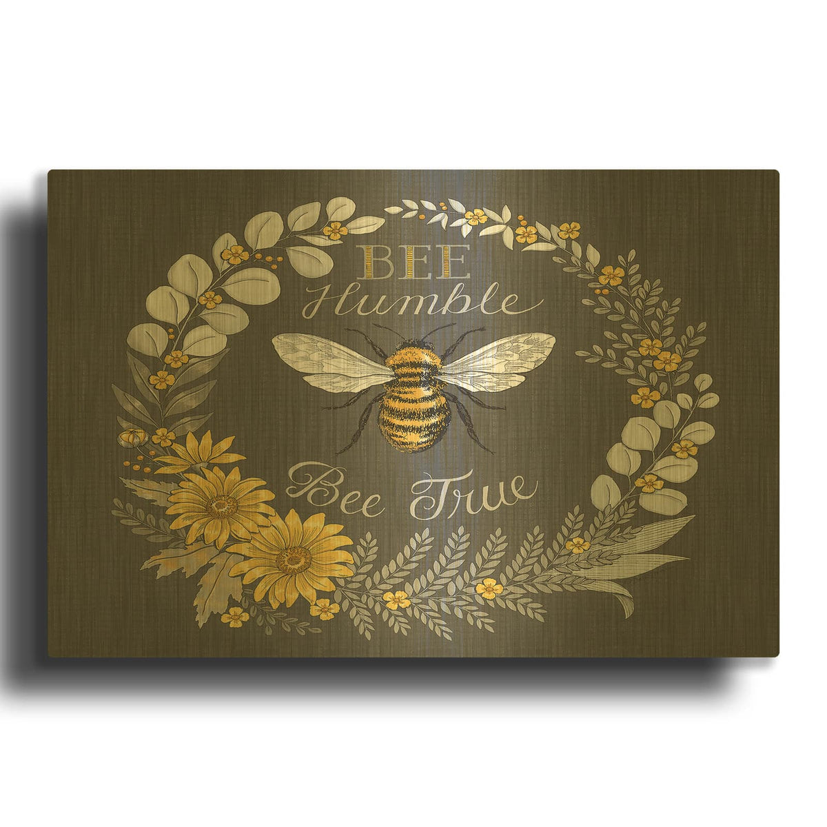 'Bee Humble, Bee True' By Deb Strain Gold Metal Wall Art