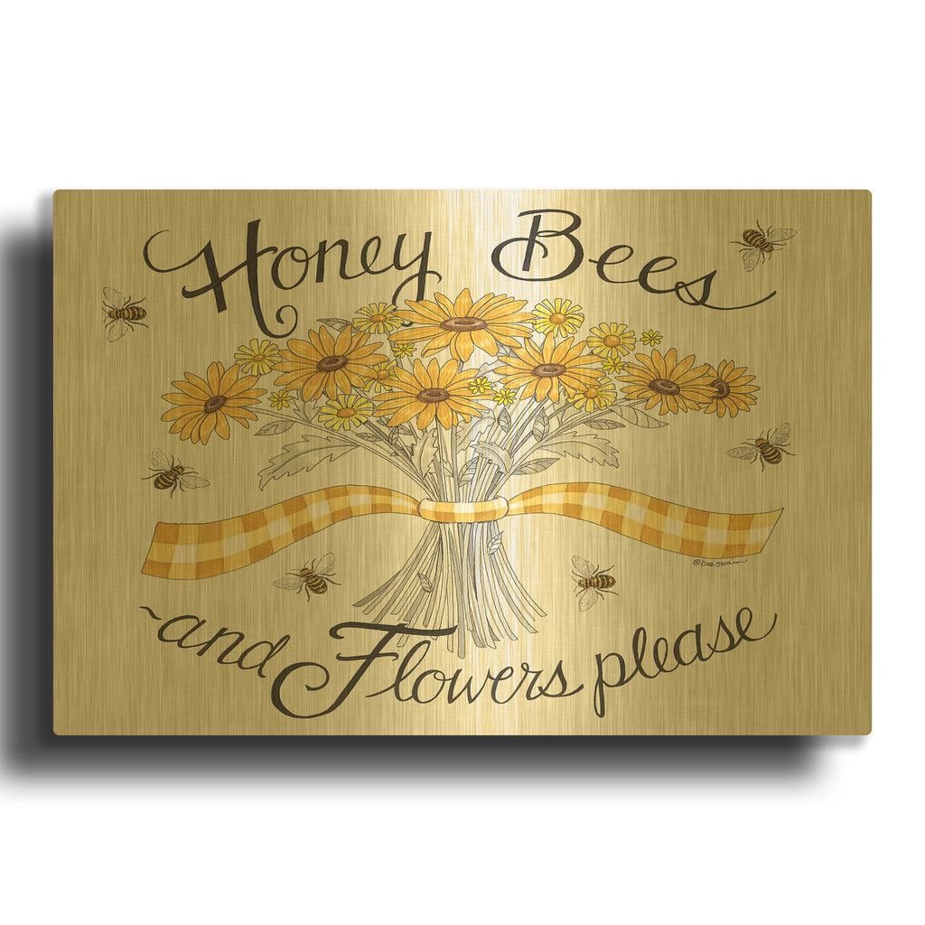 'Flowers Please' By Deb Strain Gold Metal Wall Art
